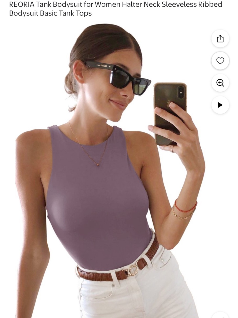 ReoRia Mauve High-Neck Sleeveless Bodysuit